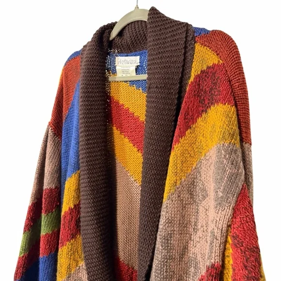 Vintage Made in England Wool Blend Knit Long Cardigan - Picture 2 of 5